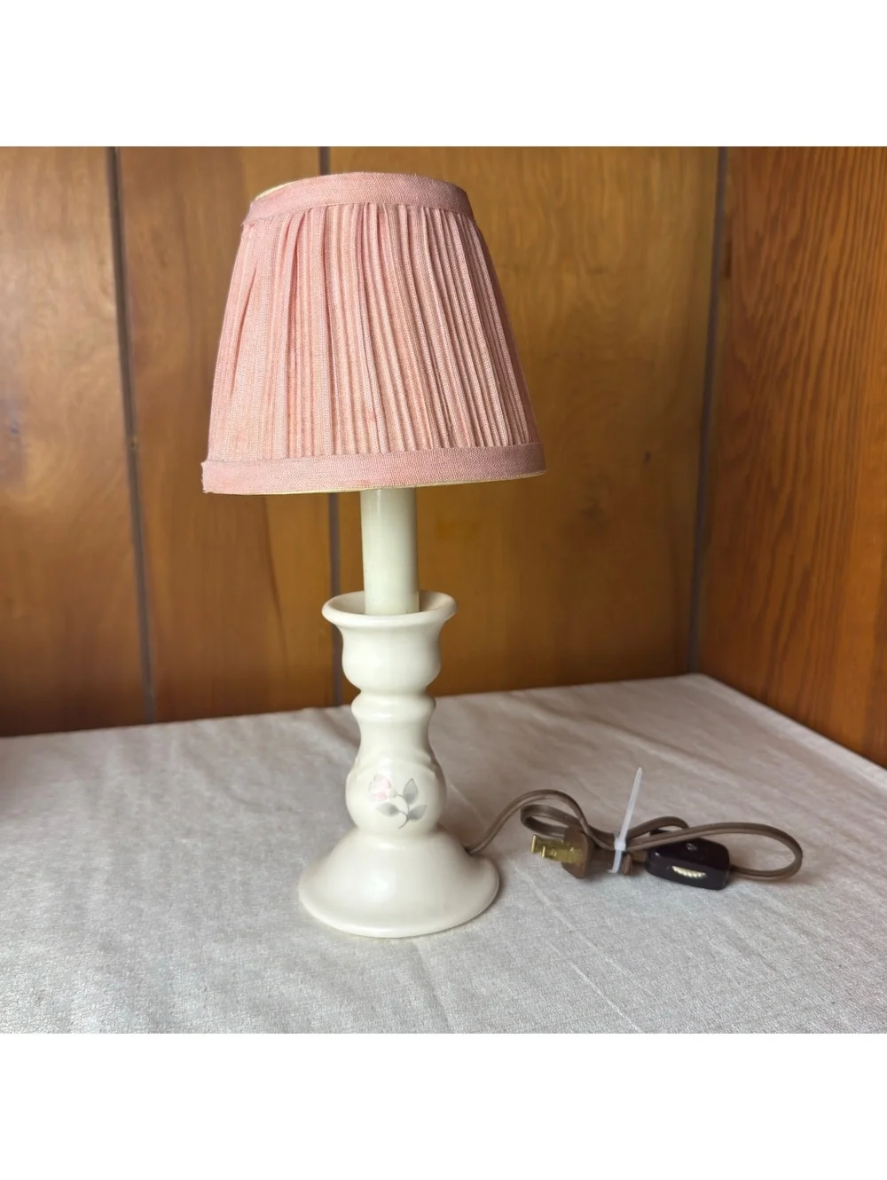 Vintage Pfaltzgraff Ceramic Accent Lamp Pink Floral Mini Table Lamp With Shade